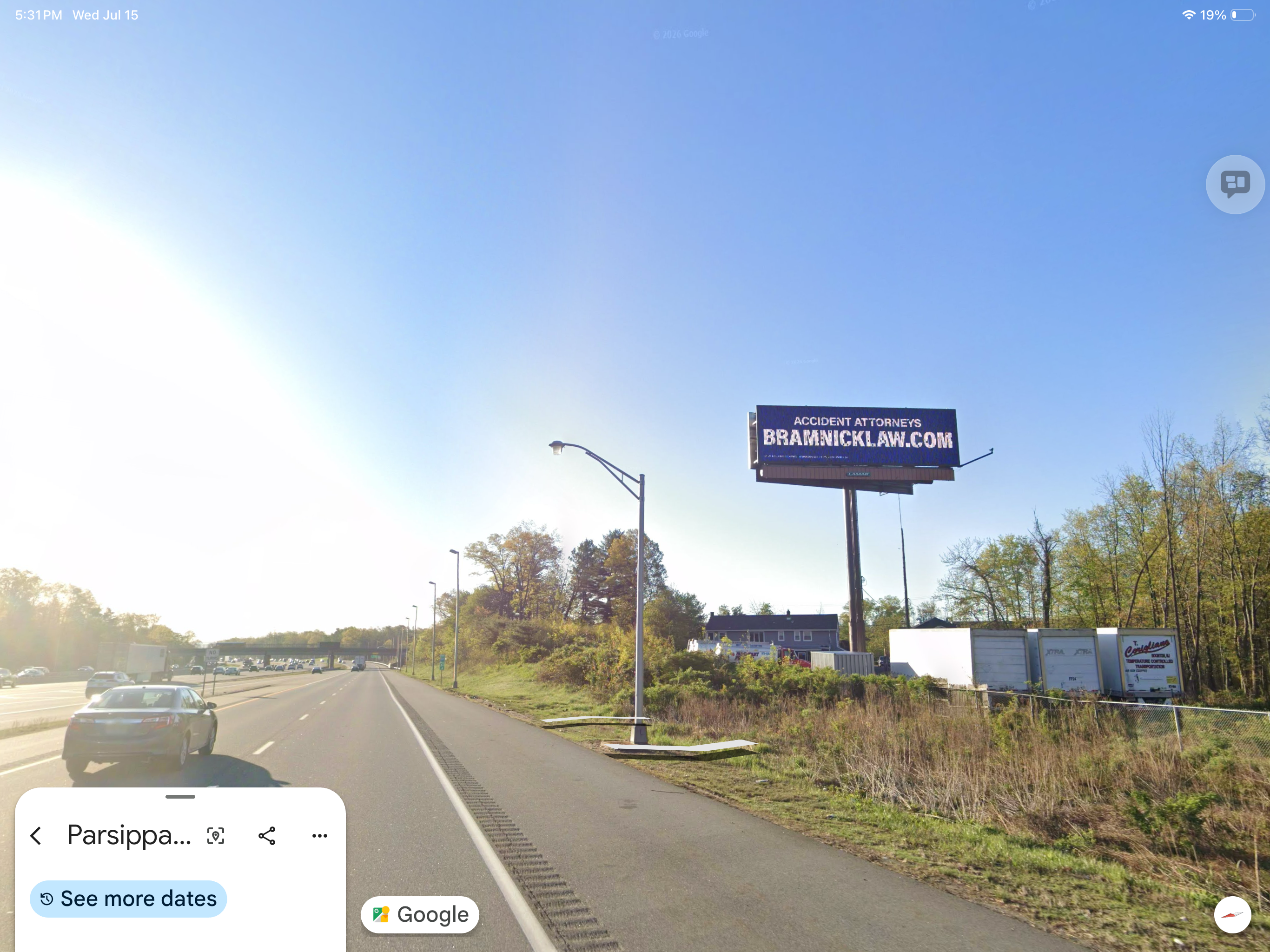Bramnick Law digital billboard on I-80