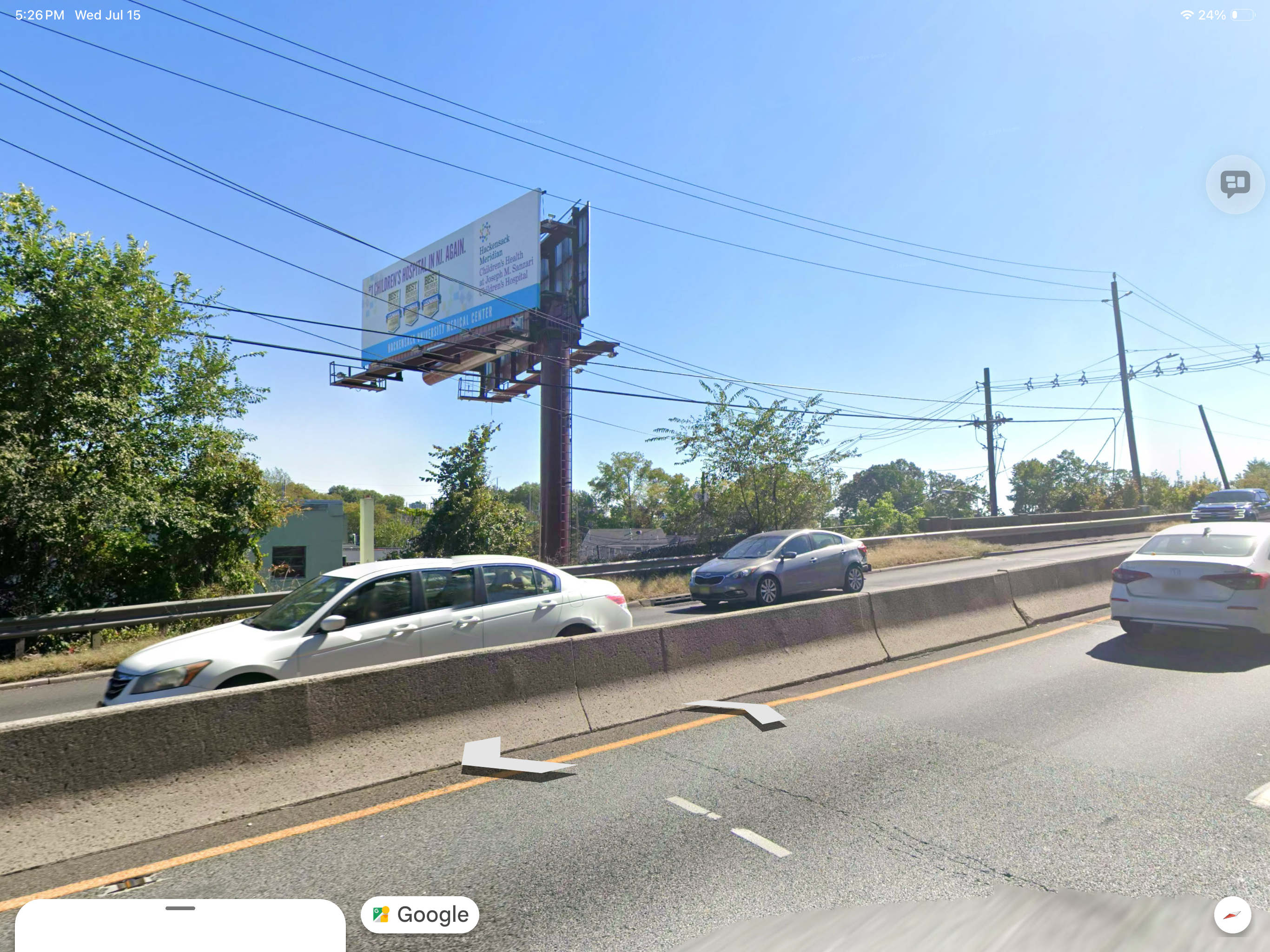 Hackensack Meridian Children's Health billboard on Route 4