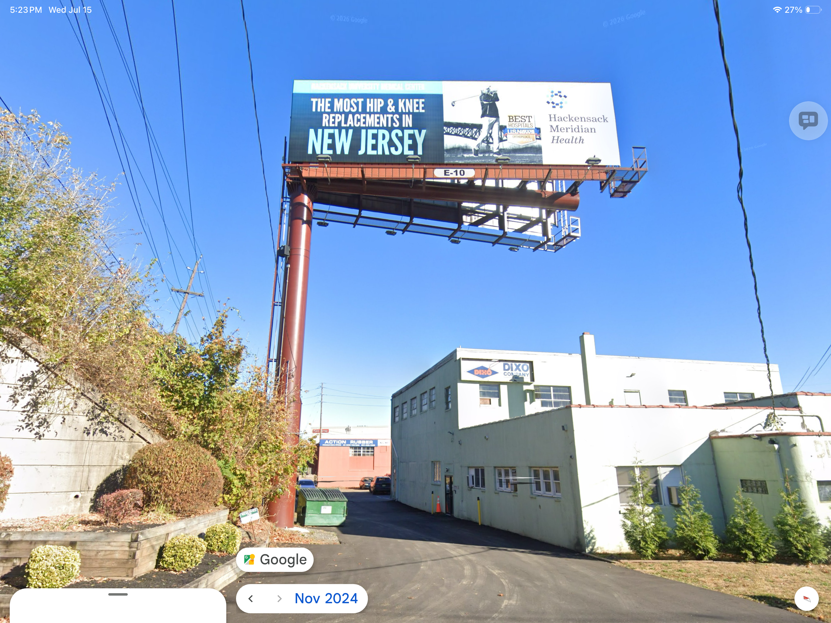 Hackensack University Medical Center hip and knee billboard on Route 4
