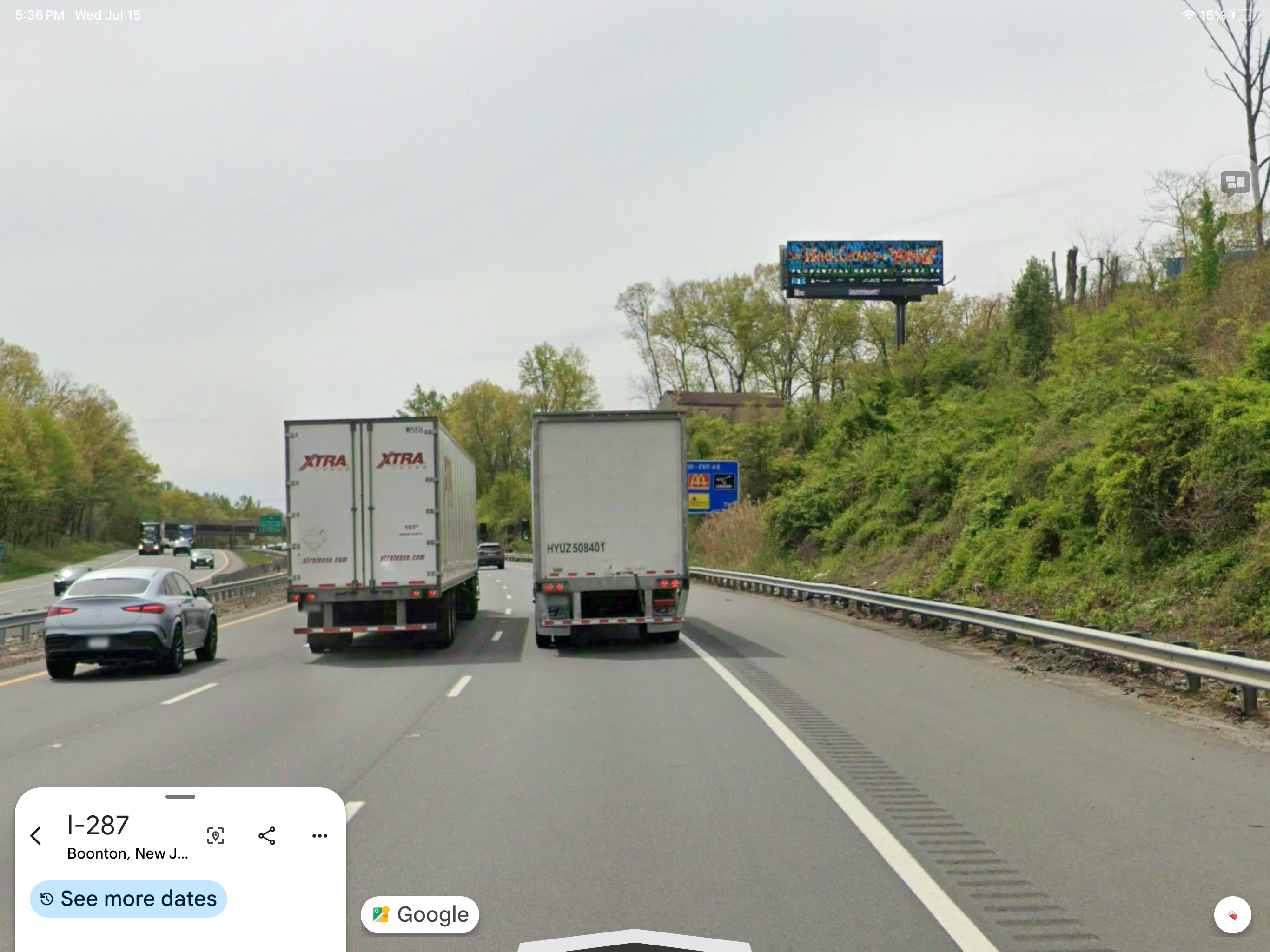 The Black Crowes concert billboard on I-287