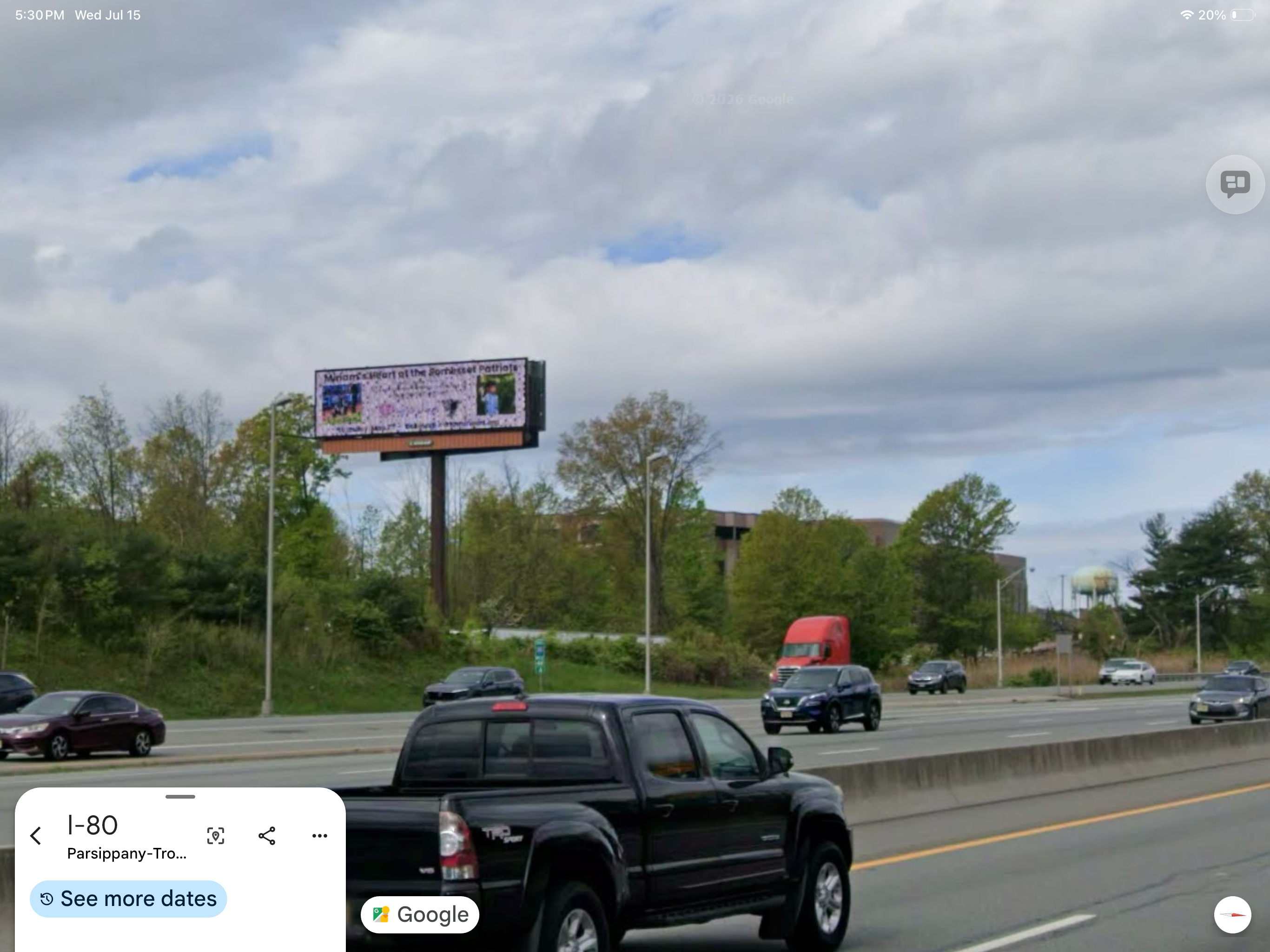 Digital billboard shout-out on I-80